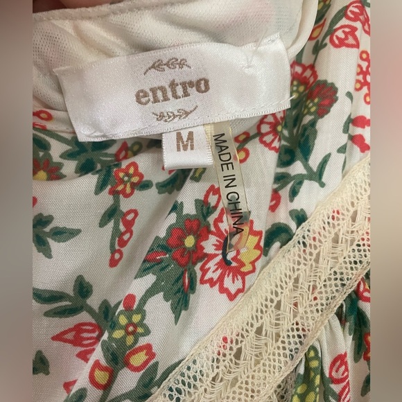 Entro Floral Lace Detailing Cottagecore Fairycore Peasant Babydoll Dress Medium - Picture 4 of 8